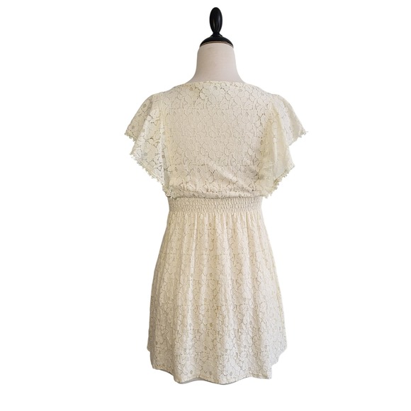 White Lace Mini Dress Spring Rush Coquette Cottagecore Size Small Cream Tone - Picture 7 of 14